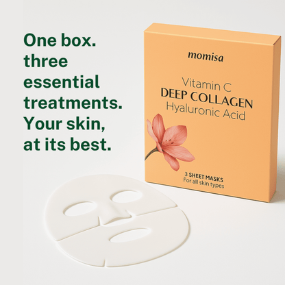Momisa Glow Box: Deep Collagen, Vitamin C & Hyaluronic Acid Masks Set